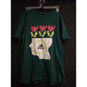 Adidas Pacsun Graphic Print T-Shirt Men Size Small Cotton Green Short Sleeve
